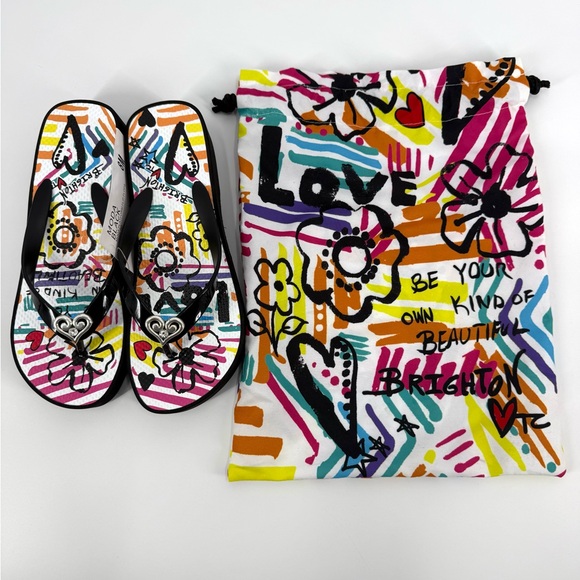 Brighton Moda Wedge Platform Flip Flops Thong Sandals w/Heart Accent, Size 8 NWT - Picture 5 of 12